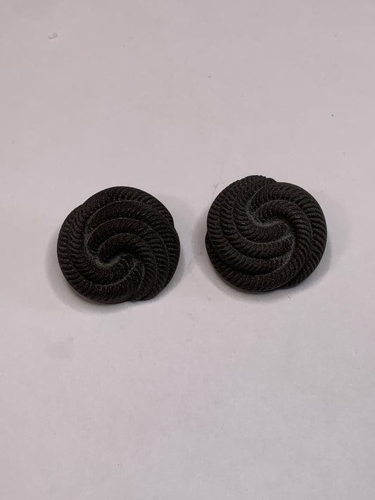 Vintage 2  Round Plastic Buttons, Shank, Brown, 2.2 cm, New/Old Stock