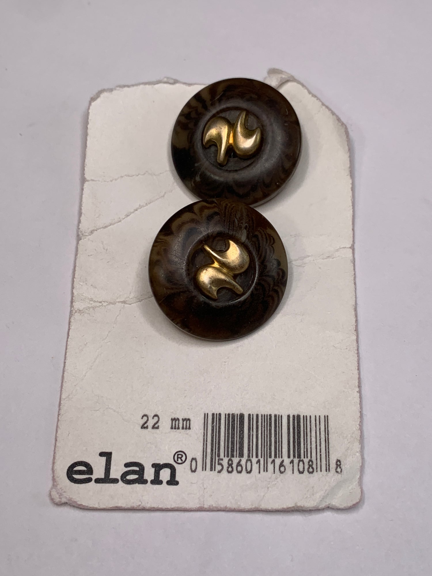 Vintage 2  Round Plastic Buttons, Shank, Brown, 2.2 cm, New/Old Stock