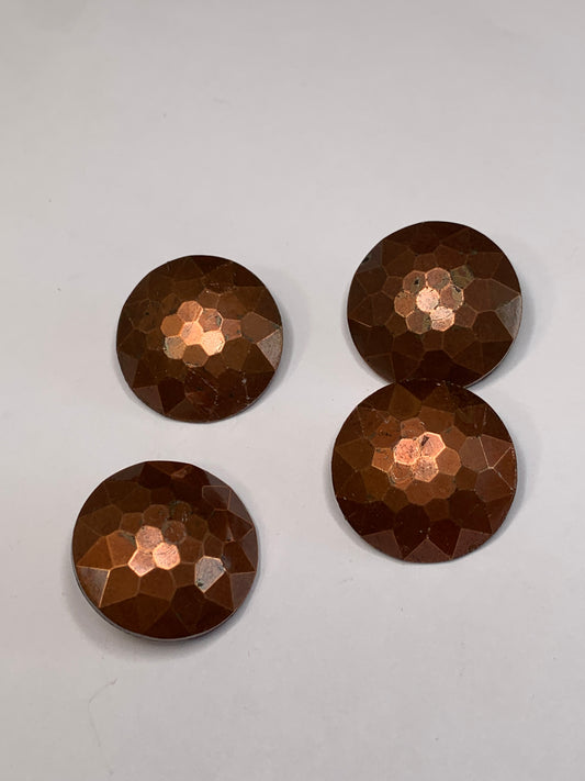 Vintage 4  Round Plastic Buttons, Shank, Brown, 2.2 cm, New/Old Stock