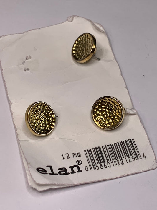 Vintage 3 Round Plastic Buttons, Shank, Gold, 1.2 cm, New/Old Stock