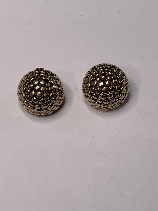 Vintage 2 Round Plastic Buttons, Shank, Gold, 1.2 cm, New/Old Stock