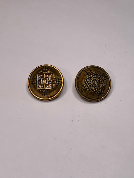 Vintage 2 Round Metal Buttons, Shank, Gold, 2.0 cm, New/Old Stock