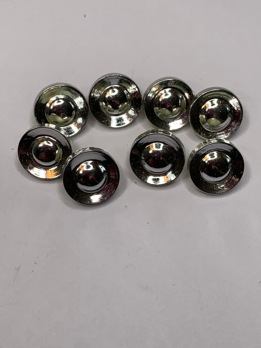 Vintage 8 Metal Buttons, Shank, Silver, 1.1cm, New/Old Stock