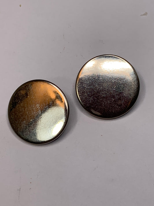 Vintage 2 Metal Buttons, Shank, Silver, 1.8 cm, New/Old Stock