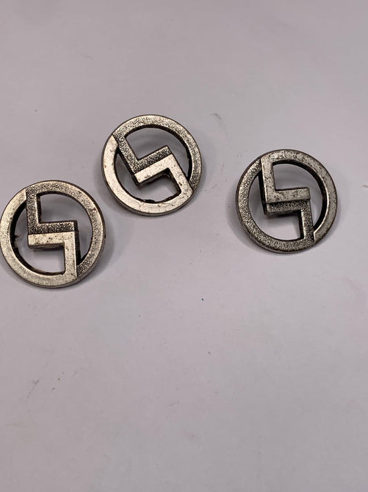Vintage 3 Metal Buttons, Shank, Silver, 1.8 cm, New/Old Stock