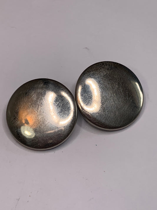 Vintage 2 Metal Round Buttons, Shank, Silver, 2.2 cm, New/Old Stock