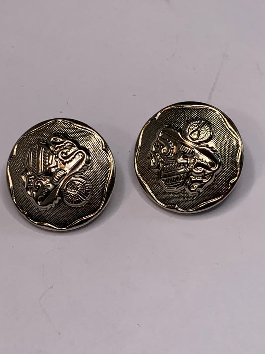 Vintage 2 Metal Round Buttons, Shank, Silver, 2.4 cm, New/Old Stock