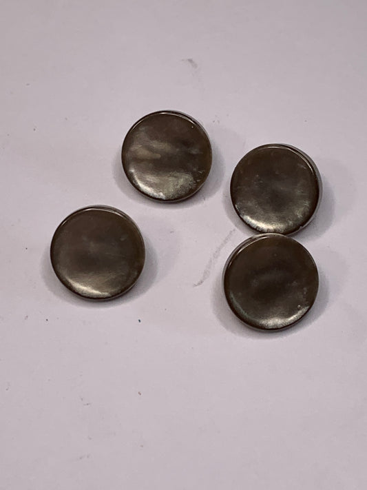Vintage 4 Round Plastic Buttons, Shank, Grey, 1.0 cm, New/Old Stock
