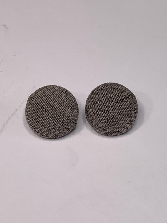 Vintage 2 Round Plastic Buttons, Shank, Grey, 1.0 cm, New/Old Stock