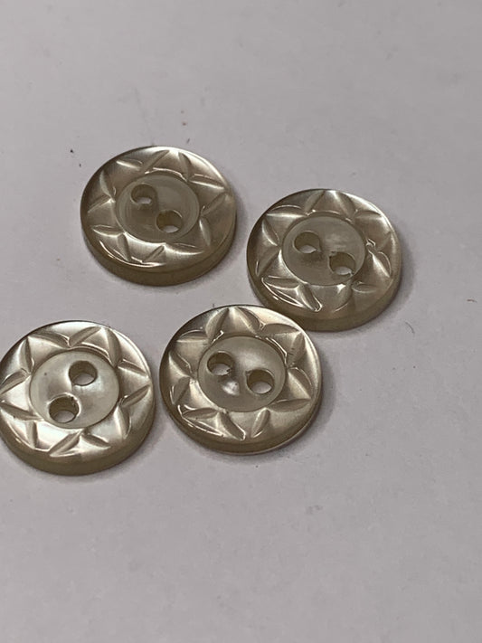 Vintage 4 Round Plastic Buttons, Two Holes, Grey, 1.2 cm, New/Old Stock