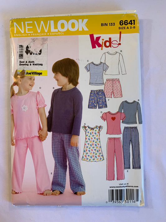 Simplicity New Look Sewing Pattern 6641 Children's/Boy's/Girls' Top, Pants Shorts, Long/Short Sleeves, Stretch Knits,Pullover, Elastic Waist, Size 3-8, Uncut, 2006