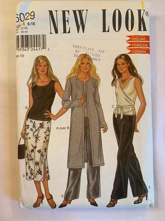 Simplicity Sewing Pattern 6029 Misses' Jacket, Vest, Skirt, Pants, Knit Top, Tie Ends, Zipper Back, Size 6-16, Uncut, 2010