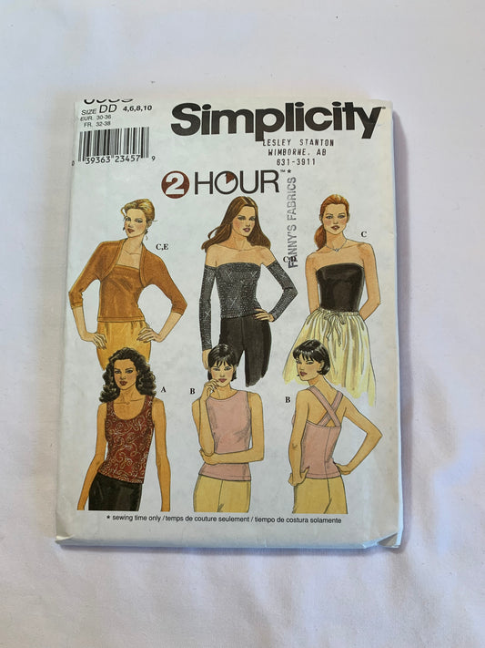 Simplicity Sewing Pattern 8939 Misses' Knit Tops, Gauntlets, Jacket, Pullover, Tank Top, Criss Cross Straps, Long Sleeves, 5 Variations, Halter, Size 4-10, Cut, Vintage 1999