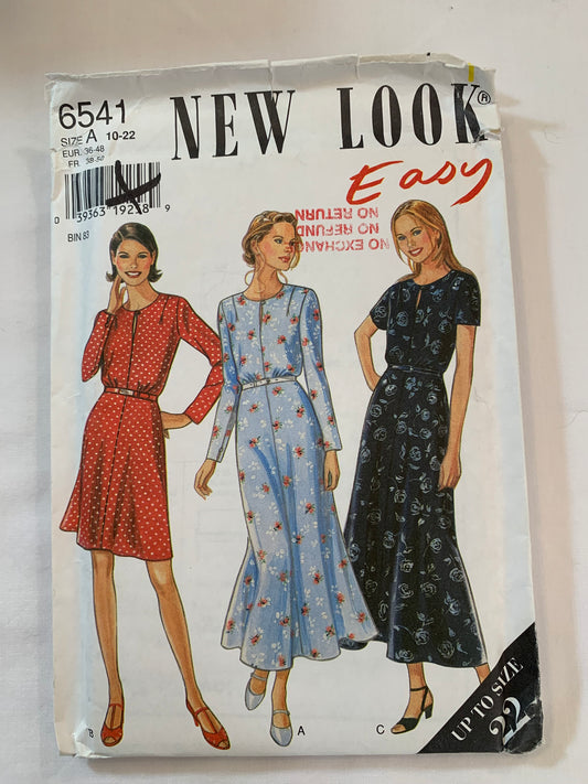 Simplicity New Look Sewing Pattern 6541 Misses' Dresses, Long/Short Sleeves, Zipper Back, 2 Variations, Two Lengths, Size 10-22, Uncut, 2007