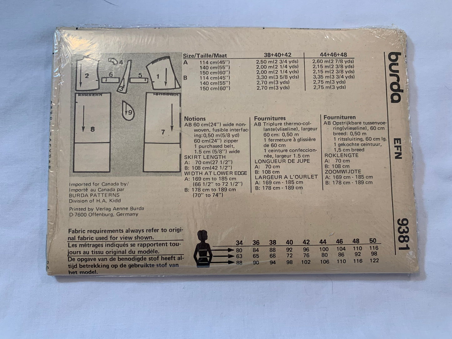 Burda Sewing Pattern 9381 Misses' Dress, Two Lengths, Sleeveless, Pullover, Semi-Fitted, Pockets, Size 44-48, Uncut, 2017