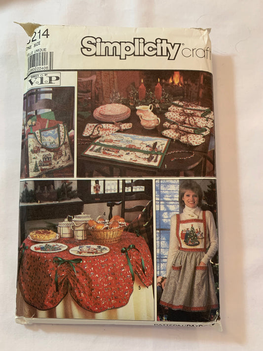 Simplicity Sewing Pattern 8214 Crafts, Bags, Placemats, Napkins, Tablecloth, Apron, Cut, Vintage 1999