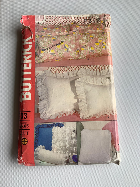 Butterick Sewing Pattern 233 Pillow Covers, Roll Pillow, Reading Pillow, Uncut, Vintage 1987