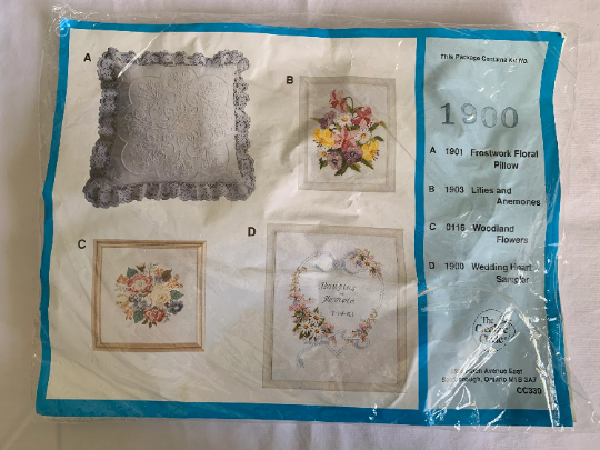 Vintage Creative Circle #1900 Wedding Heart Sampler, Crewel/Embroidery Kit, Complete Instructions, Craft Kit, Christmas Gift, Flowers