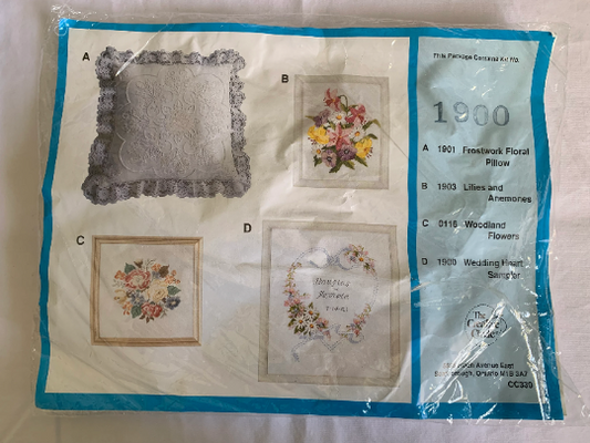 Vintage Creative Circle #1900 Wedding Heart Sampler, Crewel/Embroidery Kit, Complete Instructions, Craft Kit, Christmas Gift, Flowers