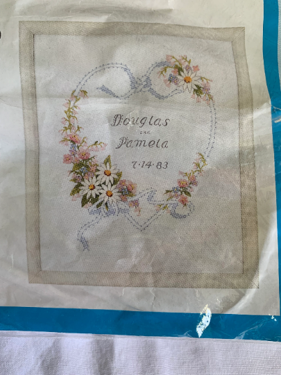 Vintage Creative Circle #1900 Wedding Heart Sampler, Crewel/Embroidery Kit, Complete Instructions, Craft Kit, Christmas Gift, Flowers