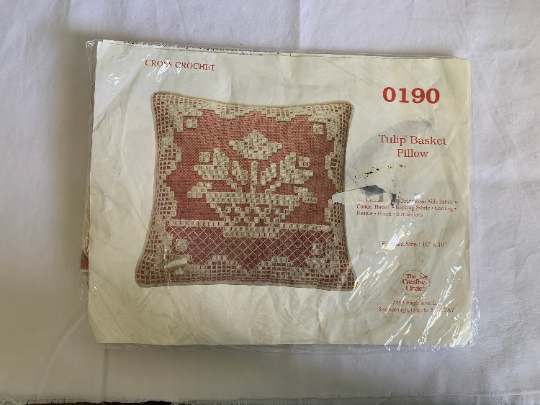 Vintage The Creative Circle 0190 Tulip Basket Pillow, Cross Crochet, Collectibles, Crafts, Christmas Gift,