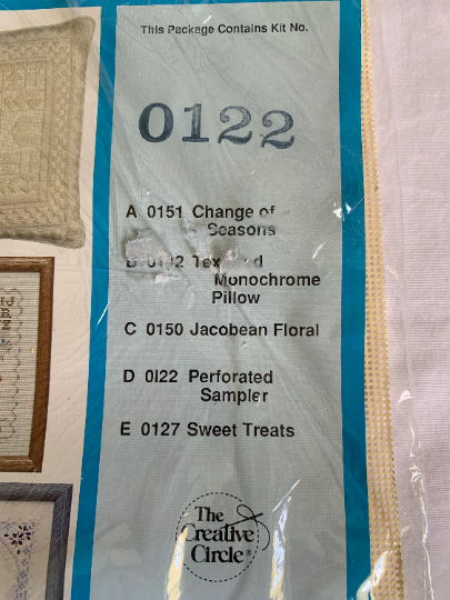 Vintage Creative Circle #0122 Perforated Sampler, Cross Stitch Kit, Complete Instructions, Craft Kit, Christmas Gift, Personlized