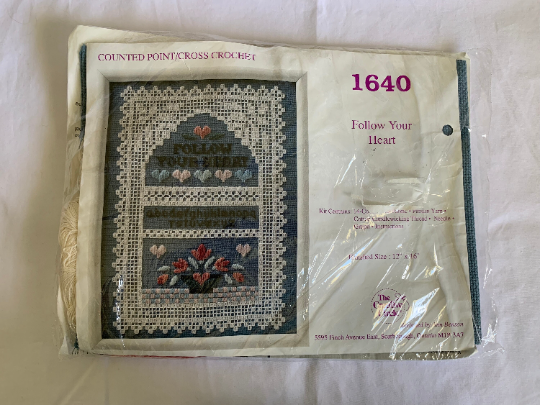 Vintage The Creative Circle #1640 Follow Your Heart, Counted Point/Cross Crochet, Collectibles, Crafts, Christmas Gift, Craft Kit, Hobby