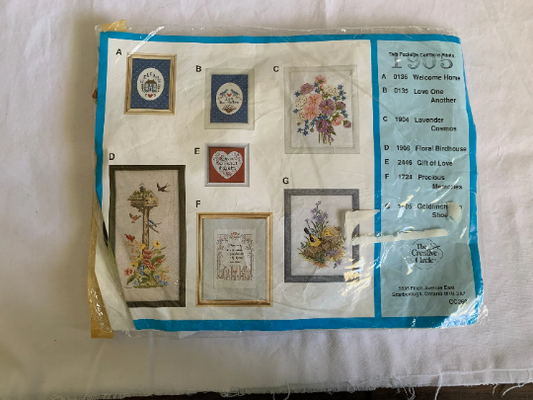 Vintage Creative Circle #1905 Goldfinches in Shoe, Crewel Embroidery, Complete Instructions, Craft Kit, Decoration