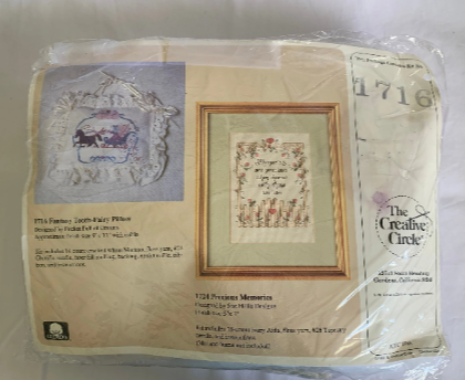 Vintage The Creative Circle #1716Fantasy Tooth-Fairy Pillow, Pocket Full of Dreams, Embroidery. Stitch & Stuff, Crafts, Christmas Gift