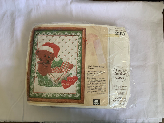 Vintage The Creative Circle 2103 Beary Merry Basket, Needlework Kit, Collectibles, Embroidery Project, Crafts, Molly Fleming, Christmas