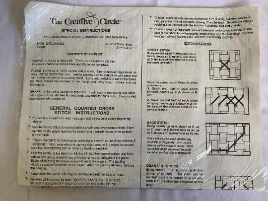 Vintage Creative Circle #2420 Mini Stockings, Counted Cross Stitch Kit, Complete Instructions, Craft Kit, Christmas Stocking Ornaments