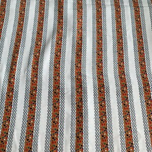 Vintage Mod 1970's 100% Polyester Peach Skin Printed Fabric, Multi Colored Stripes, 78 x 45 Inches, New/Old Stock