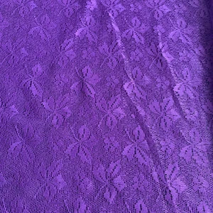 Lace Fabric, Purple, Light Weght Polyester, Flowers, 48" Wide x 300" Long, New/Old Stock