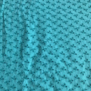 Blue Eyelet Embroidered Cotton Fabric, 54" Wide x 132" Long New/Old Stock
