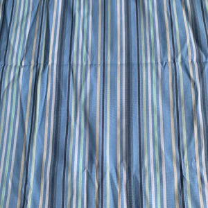 Vintage Mod 1970's Striped Polyester Fabric, Blue, Green, White, Black, Grey, 100 x 46 Inches, New/Old Stock