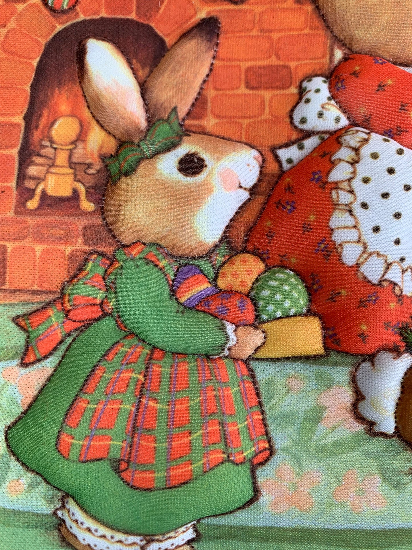 Vintage Creative Circle 1986 Christmas Scene, 17 1/4" x 13 1/4", Wooden Frame, Handmade,Tree, Bunnies