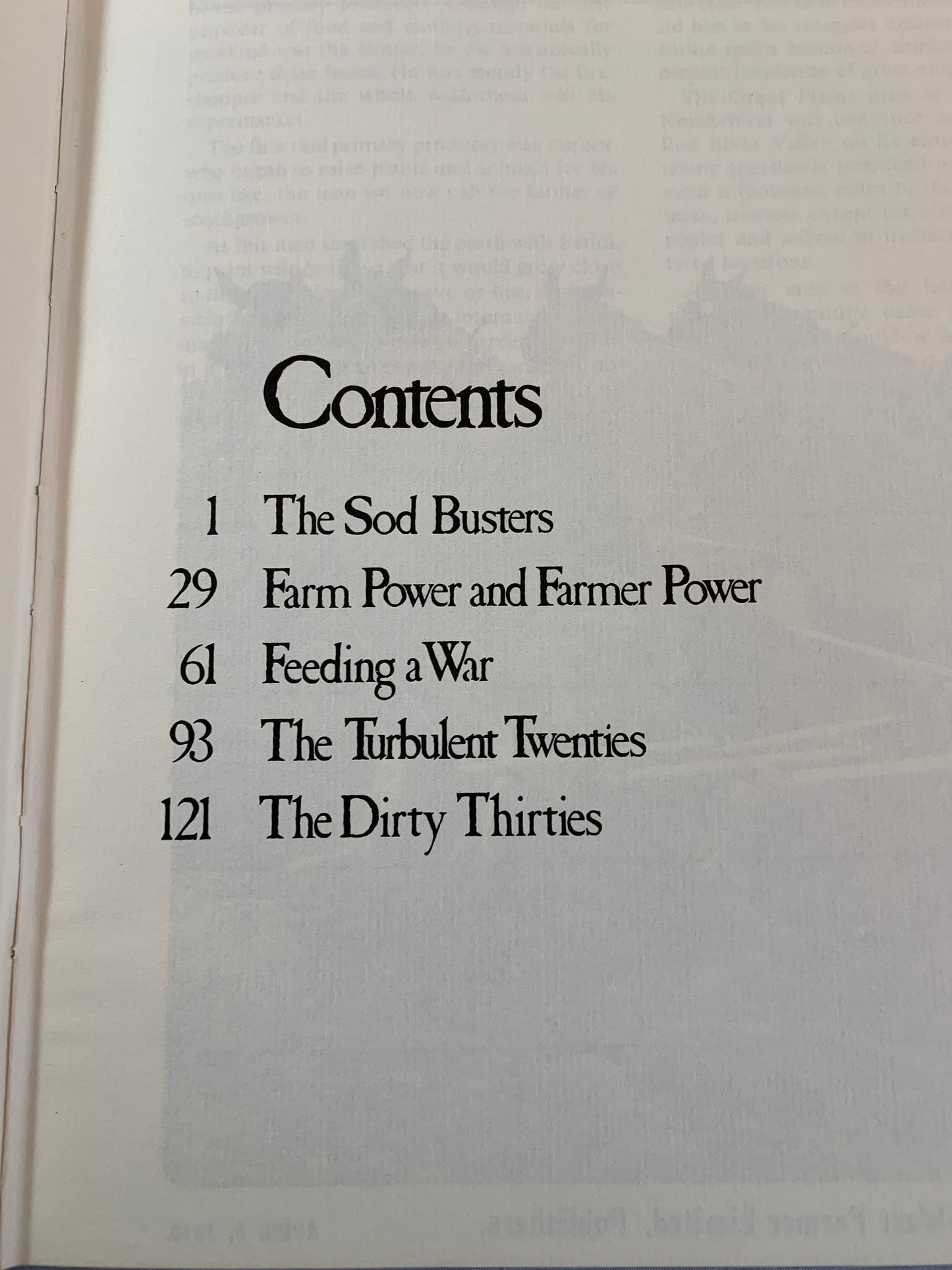 Pen and Plow History Book, Public Press Ltd, Sod Busters, Farm Power, Farmer Power, Feeding a War, Turbulent Twenties, Dirty Thirties