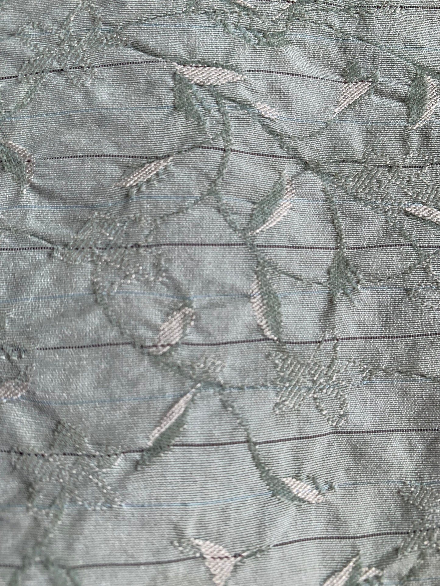 Green Vine  Embroidered Heavy Cotton Fabric, Crinkle, 54 x 100 Inches, New/Old Stock