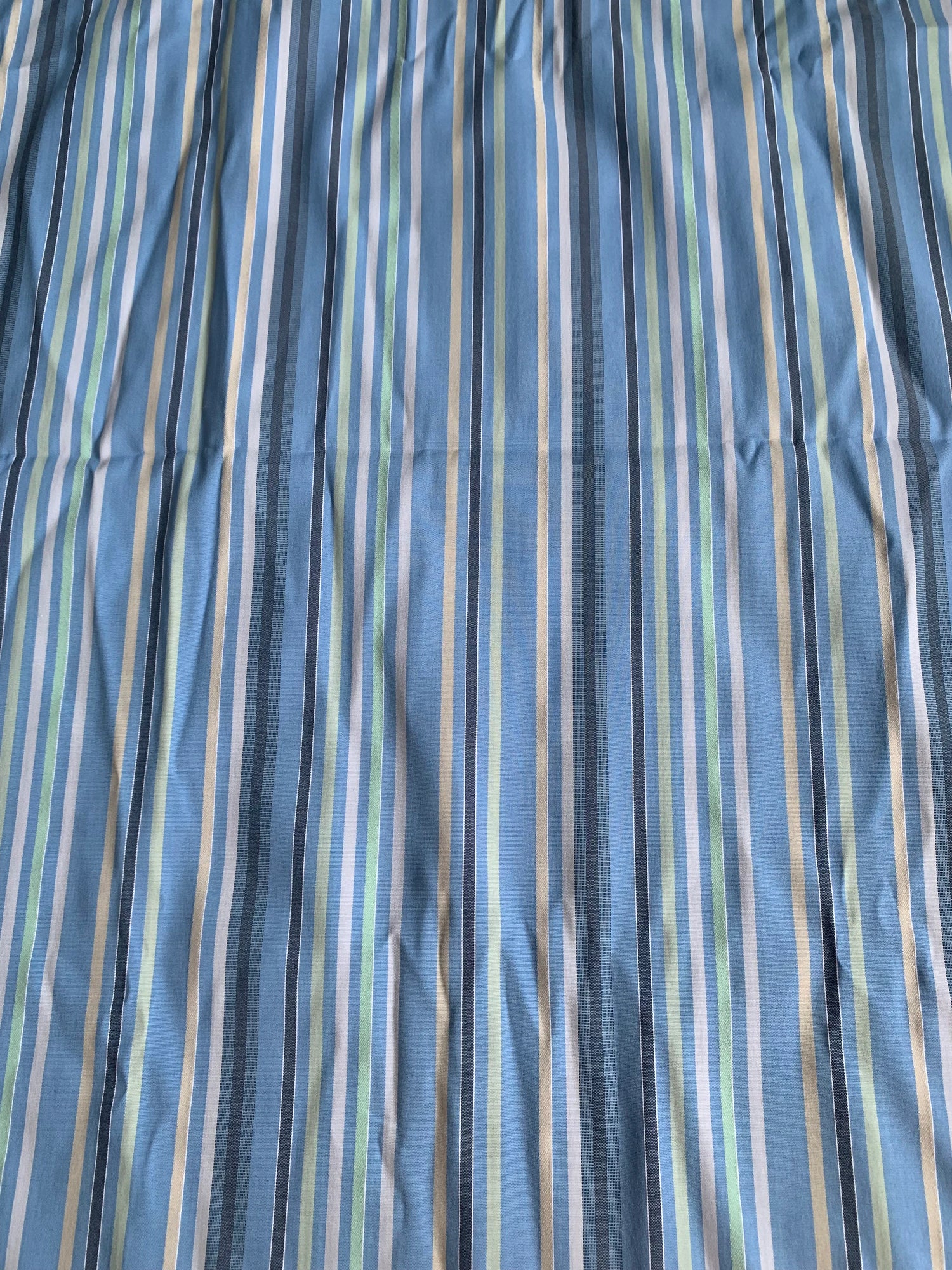 Vintage Mod 1970's Striped Polyester Fabric, Blue, Green, White, Black, Grey, 100 x 46 Inches, New/Old Stock