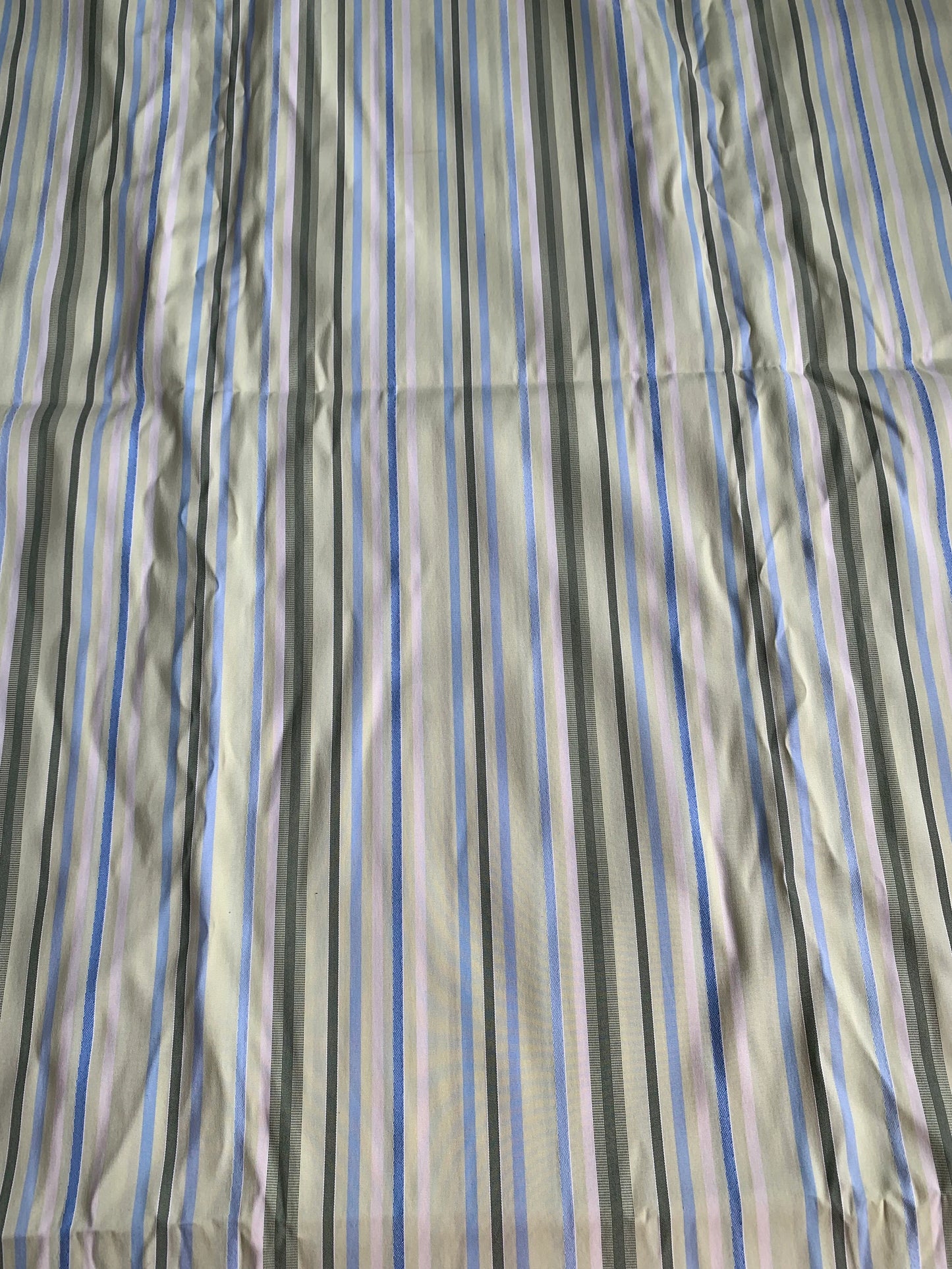 Vintage Mod 1970's Striped Polyester Fabric, Blue, Green, White, 96 x 45 Inches, New/Old Stock