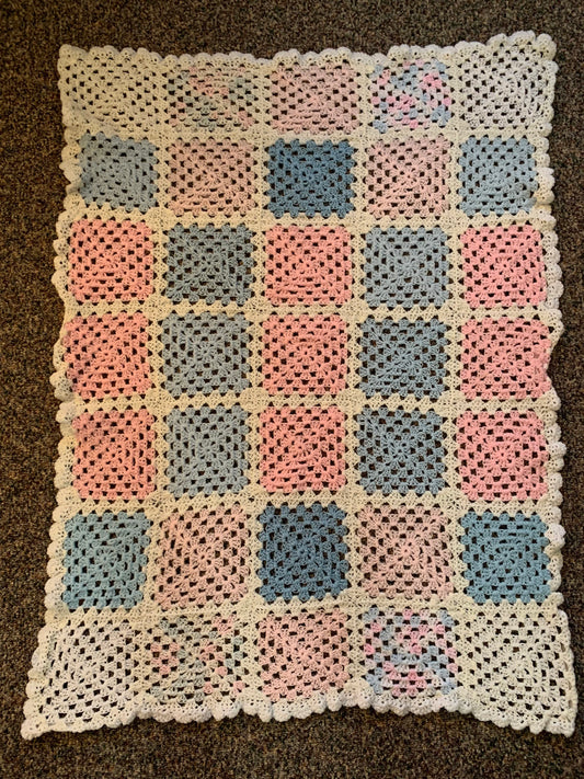 Hand Crocheted Baby Afghan New Never Used, Home Decor, Comfort, Multi Colored Blanket, Bed Cover, Quilt, Soft Light Weight