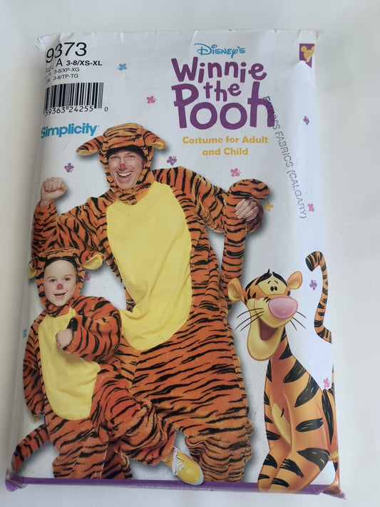 Simplicity Sewing Pattern 9373 Child's/Boys'/Girls' Disney Winnie The Pooh, Tigger, Costume, Halloween, Jumpsuit, Hood, Tail, Dress-Up, Size 3-8, Cut, 2000