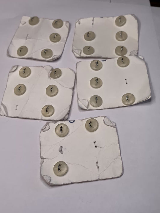 Vintage Children/Baby 23 Round Plastic Buttons, Two Holes, Off White, Beige, 0.8cm, New/Old Stock