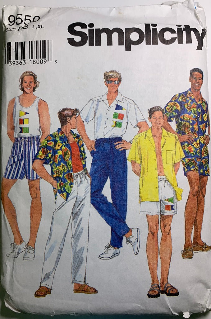 Copy of Simplicity 9550, Men's Separates, Top, Pants, Shorts, Size L-XL, Uncut,1995