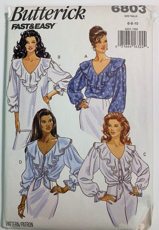 Butterick 6803, Misses' Top, Size 6-10, Uncut, Vintage 1993