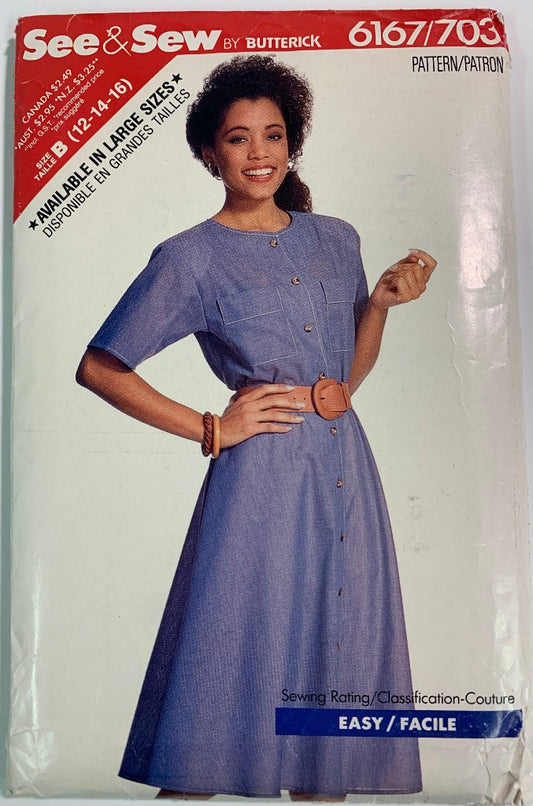 Butterick See & Saw 6167 Misses' Dress, Size 12-16, Uncut, Vintage 1988