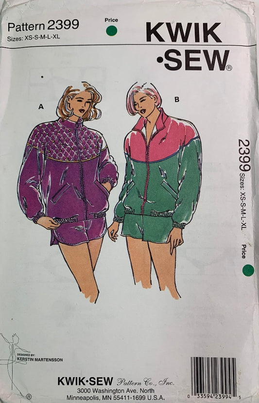 KWIK 2399 Misses' Jackets, Shorts, Size XS-XL, Uncut, Vintage 1994