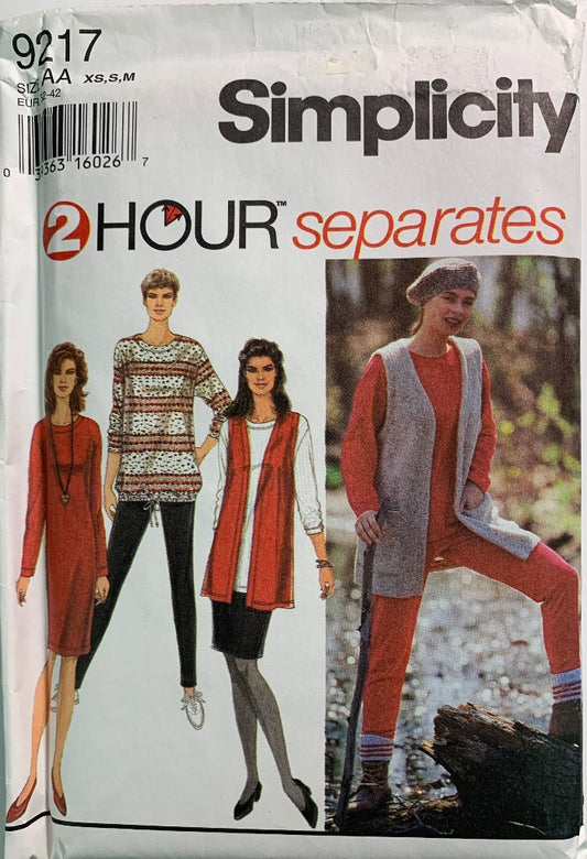Simplicity 9217 Misses' Knit Separates, Size XS-M, Uncut, Vintage 1994