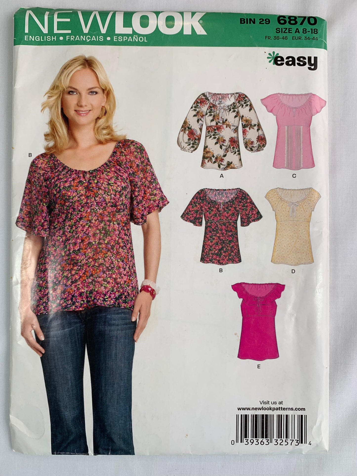 Simplicity New Look Sewing Pattern 6870 Misses' Tops, Long/Short Sleeves, Sleeveless, 5 Variations, Loose-Fitting, Size 8-18, Uncut,, 2009