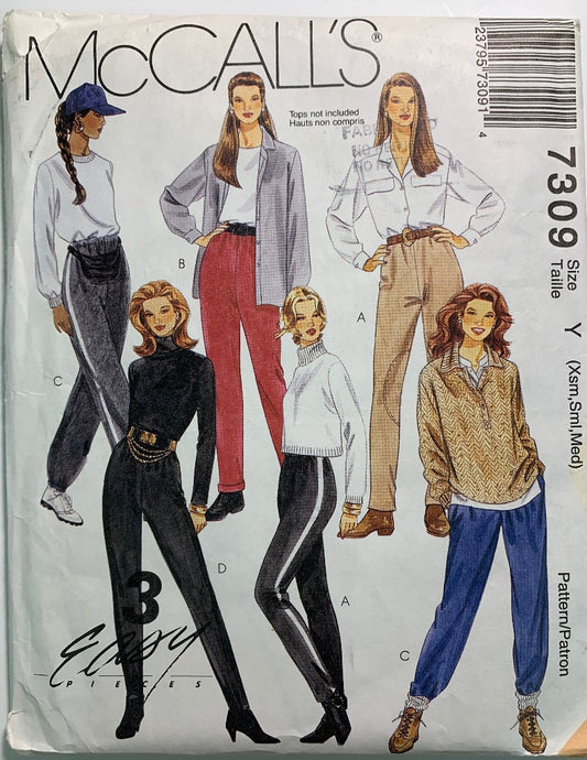McCall's 7309 Misses' Pants, Size Lrg-Xlg, Uncut, Vintage 1994